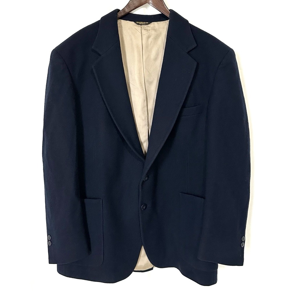 Strathmore Blazer Jacket Sport Coat Mens Size 46 Navy 100% Pure Wool Made In USA